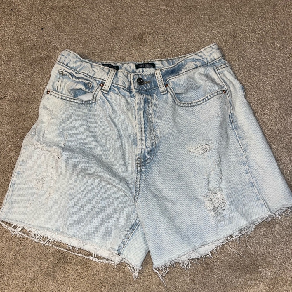 Wild Fable Blue Jean Shorts Super High-Waisted Distressed Size 6